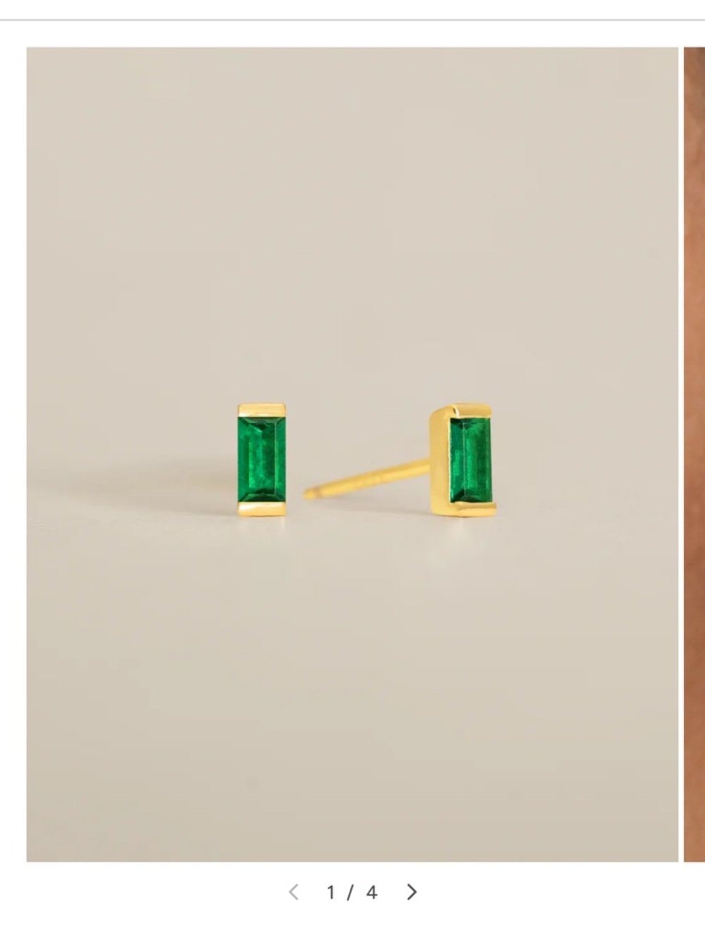 Green Rectangular Gem Earrings - Picture 3 of 6